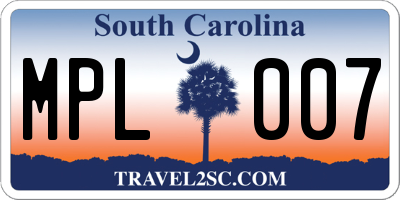 SC license plate MPL007