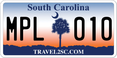 SC license plate MPL010