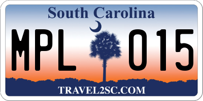 SC license plate MPL015