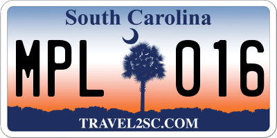 SC license plate MPL016