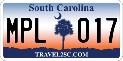 SC license plate MPL017