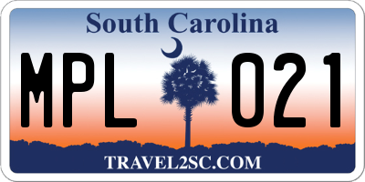 SC license plate MPL021
