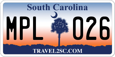 SC license plate MPL026