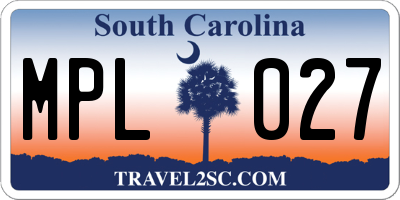 SC license plate MPL027
