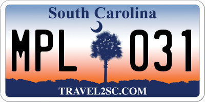 SC license plate MPL031