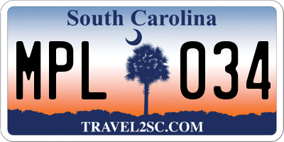 SC license plate MPL034