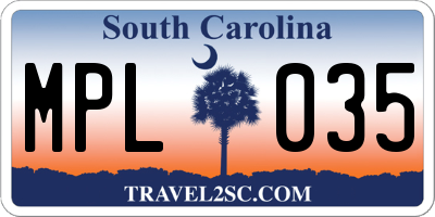 SC license plate MPL035