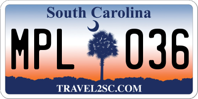 SC license plate MPL036