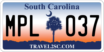 SC license plate MPL037