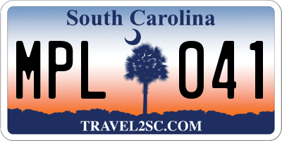 SC license plate MPL041