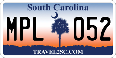 SC license plate MPL052