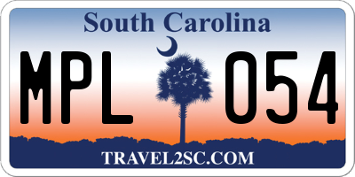 SC license plate MPL054