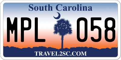 SC license plate MPL058