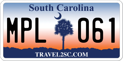 SC license plate MPL061