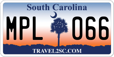 SC license plate MPL066