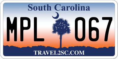 SC license plate MPL067