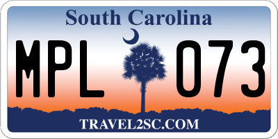 SC license plate MPL073