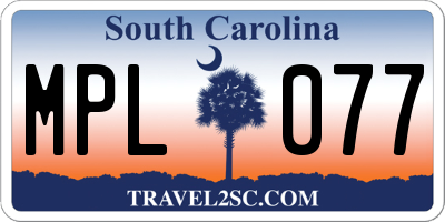 SC license plate MPL077