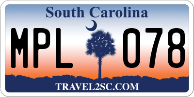SC license plate MPL078