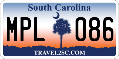 SC license plate MPL086