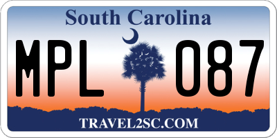 SC license plate MPL087