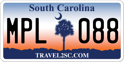 SC license plate MPL088