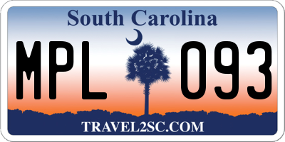 SC license plate MPL093
