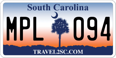 SC license plate MPL094