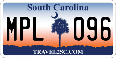 SC license plate MPL096