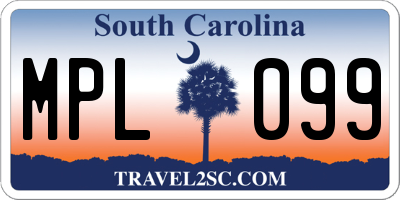 SC license plate MPL099