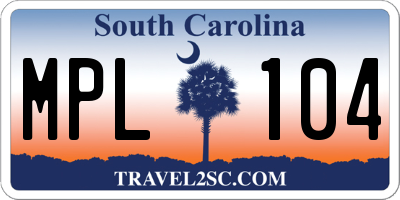 SC license plate MPL104