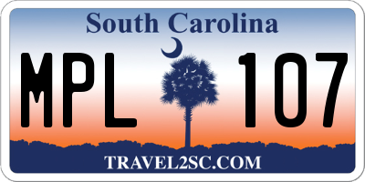 SC license plate MPL107
