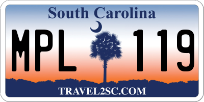 SC license plate MPL119