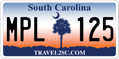 SC license plate MPL125
