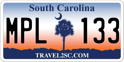 SC license plate MPL133