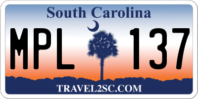 SC license plate MPL137