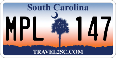 SC license plate MPL147