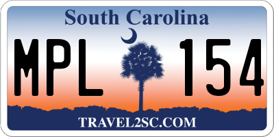 SC license plate MPL154