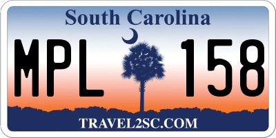 SC license plate MPL158
