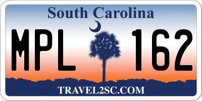 SC license plate MPL162