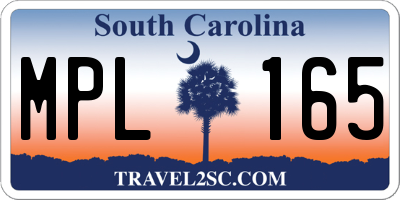 SC license plate MPL165
