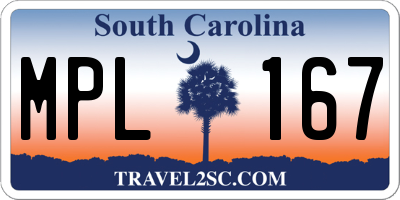 SC license plate MPL167
