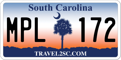 SC license plate MPL172