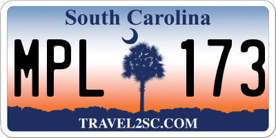 SC license plate MPL173