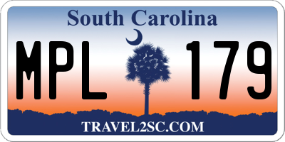 SC license plate MPL179