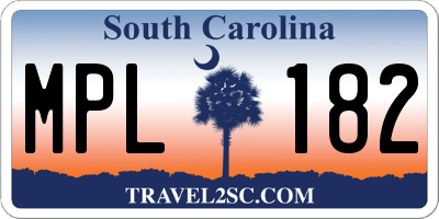SC license plate MPL182