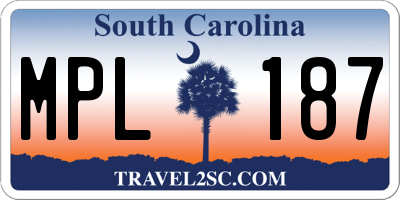 SC license plate MPL187