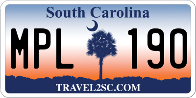 SC license plate MPL190