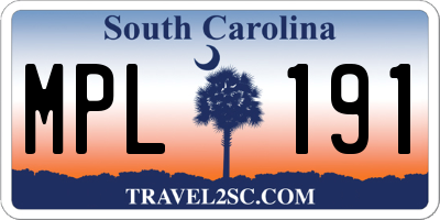 SC license plate MPL191