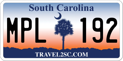 SC license plate MPL192